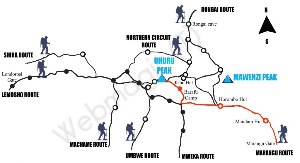 Marangu Route Map 5 days