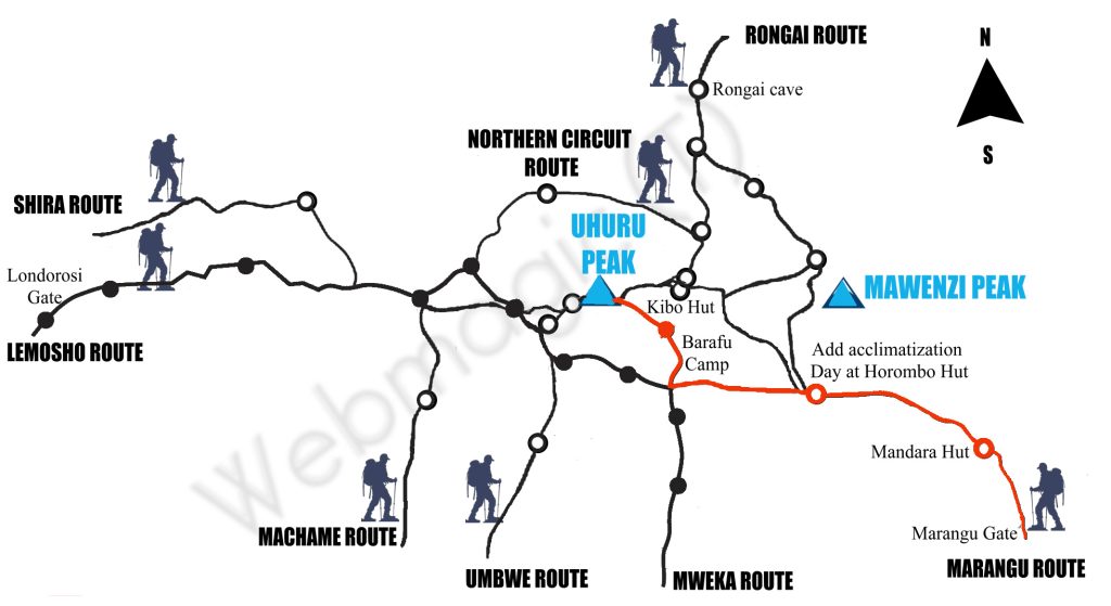 Marangu Route Map 6 days
